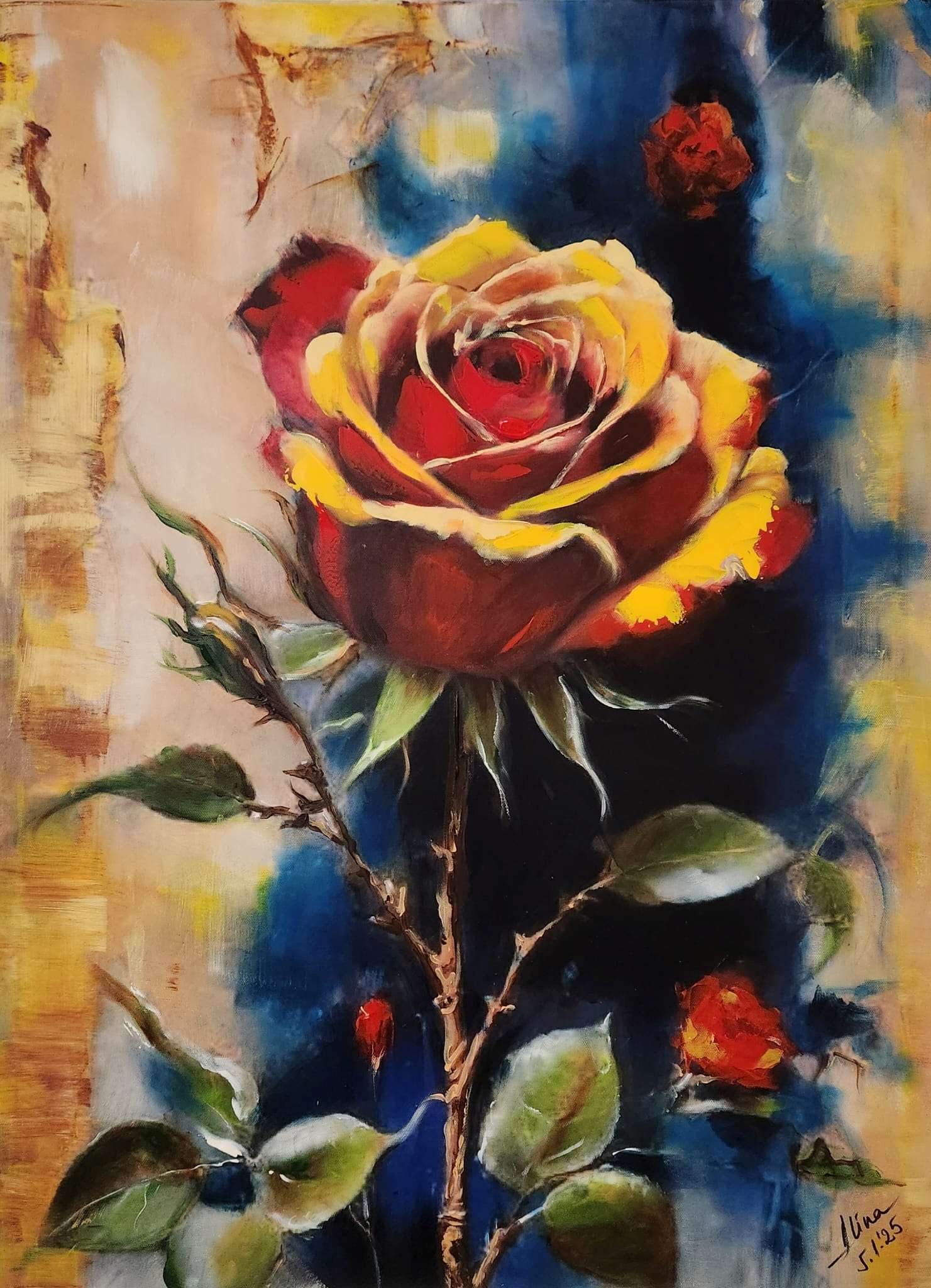 ArteDiAlina.com painting: One who loves the rose should endure the thorns